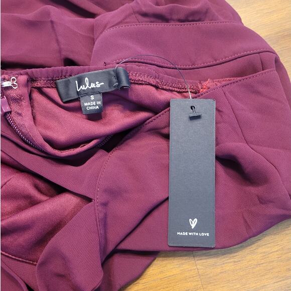 NWT Lulu’s Burgundy Halter Mini Dress S Skater Fit Flare Wedding Party Chic - Picture 7 of 12